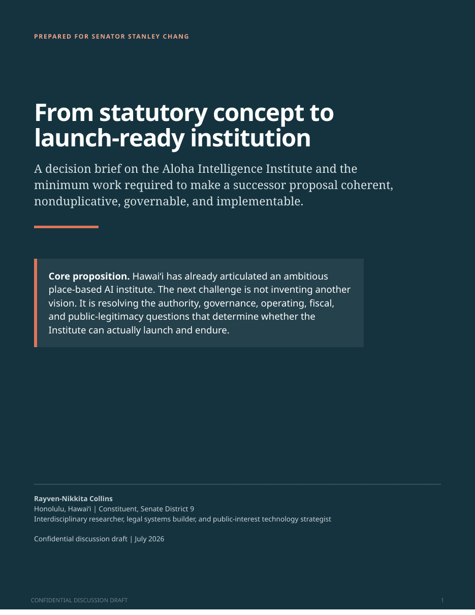 Cover of the Aloha Intelligence Institute decision brief